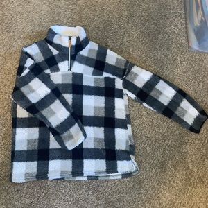 Sherpa Half Zip Black/White/Grey Plaid